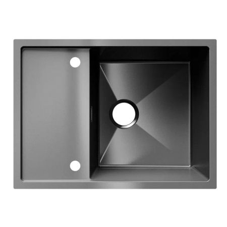 Кухонная мойка Ulgran Steel 680x500, черная брашированная сталь, артикул US 680-002