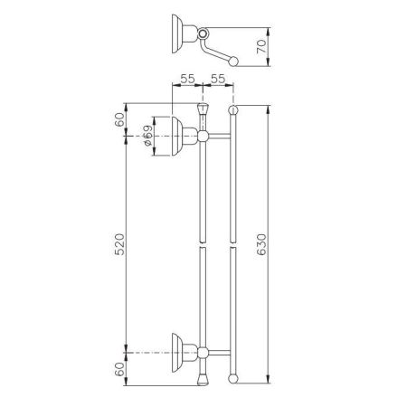 Nicolazzi Onice Полотенцедержатель двойной, цвет: хром, артикул 1498CR09O