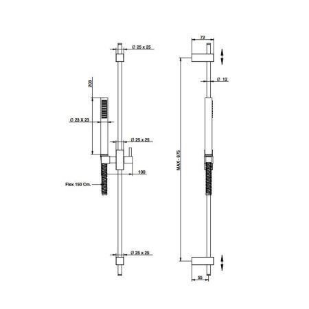 Bongio Душевая стойка с ручным душем 1500 мм, цвет золото, артикул 00874OR00