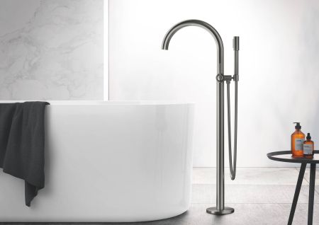 Внешняя часть смесителя для ванны GROHE Atrio New с ручным душем, свободностоящий, темный графит матовый(32653AL3), артикул 32653AL3