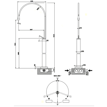 Gessi Встраиваемая часть напольного смесителя/отдельностоящего излива для раковины, артикул 33629#031