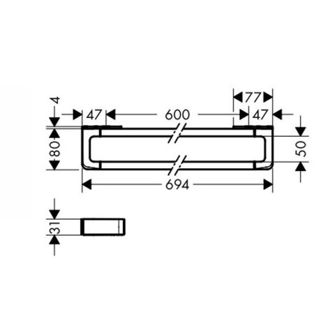AX Universal Полотенцедержатель и рейлинг, наружный размер 694мм, цвет: хром