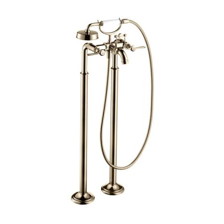 AX Montreux Смеситель для ванны, с двумя рычаговыми рукоятками, напольный, с ручным душем, (внешняя часть), цвет: шлифованный никель, артикул 16553820