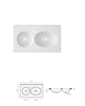 Раковина Double CHIKA (805х460х180) двойная накладная Cerutti SPA Раковина Double CHIKA (805х460х180) двойная накладная Cerutti SPA