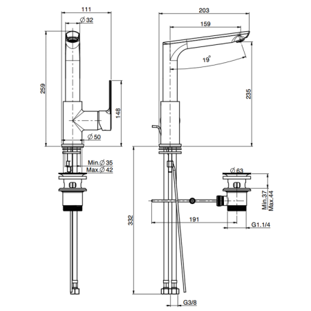 FIMA|Carlo Frattini Mast Смеситель для раковины, вращающийся излив, с донным клапаном, цвет хром, артикул F3151FCR