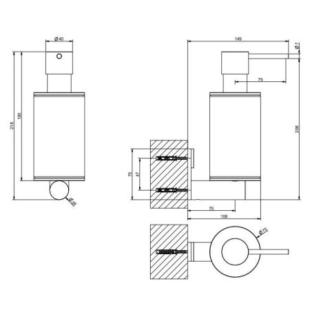 GESSI 316 Дозатор для жидкого мыла настенный, цвет: белый/Black XL, артикул 54713#299