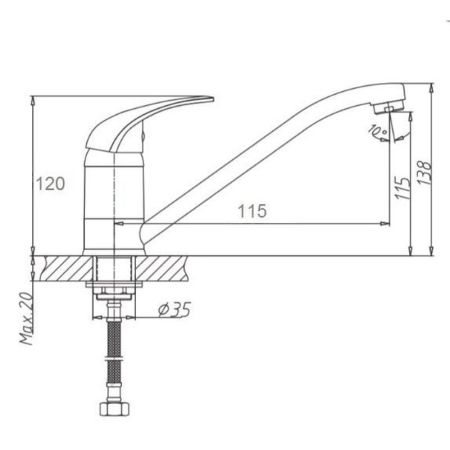 Смеситель для кухни D-Lin D151351, хром