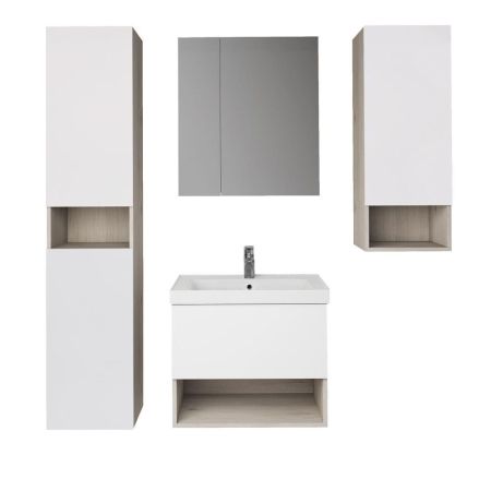 Тумба с раковиной подвесная Dreja Perfecto 60 см, дуб эврика/белый, артикул 99-0811-com