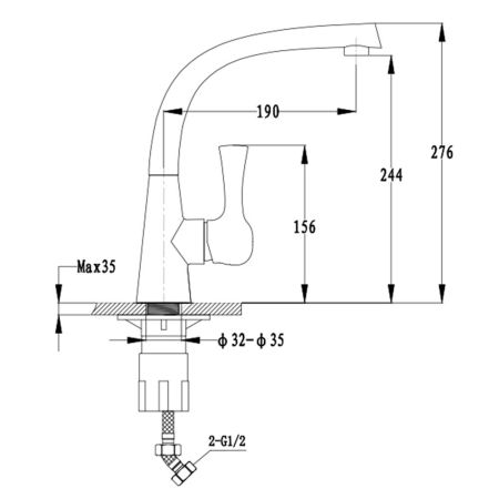 Смеситель для кухни GranFest 3723, терракот