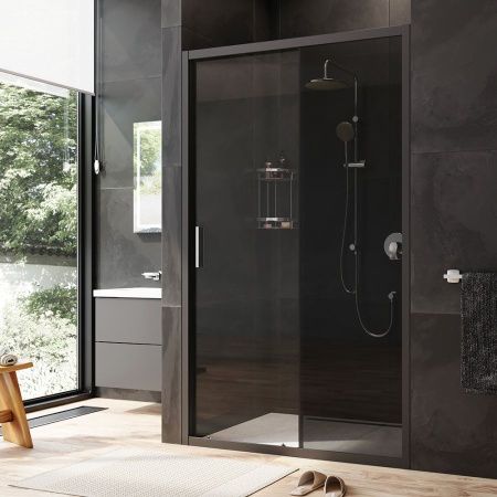 W90G-120-1-195BG Gem Solo Дверь душевая 120х195, стекло тонированное, профиль черный матовый W90G-120-1-195BG Gem Solo Дверь душевая 120х195, стекло тонированное, профиль черный матовый