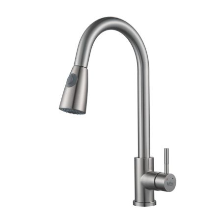 Смеситель для кухни с выдвижным изливом Raffine F213L, сатин