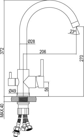 AQG DUO, смеситель для кухни с фильтром,излив закругленный цвет черный матовый, артикул 05SPL560NG