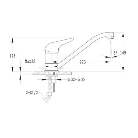 Смеситель для кухни GranFest 2124, топаз, артикул 2124 топаз