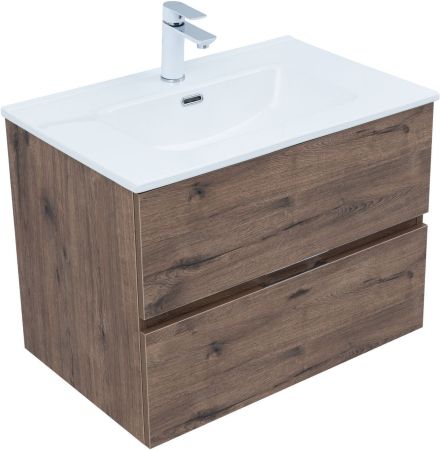 Тумба под раковину Aquanet Алвита New 70 2 ящика, дуб веллингтон табак, артикул 00334185
