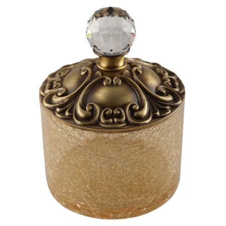 CRISTALIA Баночка высокая H9 см. с крышкой, стекло/бронза/SWAROVSKI, артикул 16760