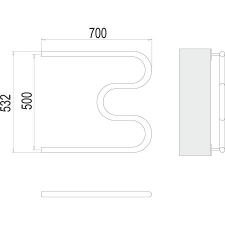 Полотенцесушитель водяной Terminus М-образный (1") 50х70, артикул 4620768881176