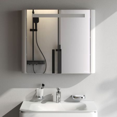 M30MCL0801WG Sensation, зеркало, зеркальный шкаф, левый, 80 см, с подсветкой, белый, глянец, шт, артикул M30MCL0801WG