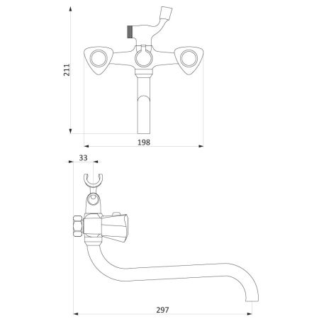 349500000 Object, смеситель для ванны/душа с длинным изливом, душ.гарнитуром, шт, артикул 349500000