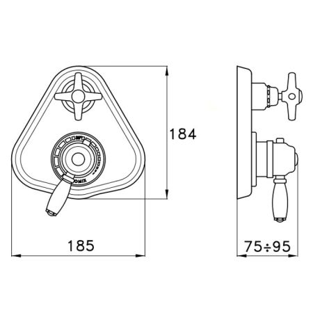 Stella Italica Внешняя часть встраиваемого термостатического смесителя для душа IS3294 P.V. с переключателем на 2 выхода, цвет: хром, артикул IT06012CR00
