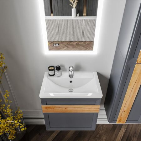 Комплект мебели для ванной Бриклаер БЕРЛИН 60SD, оникс серый, артикул БЕРЛИН 60SD