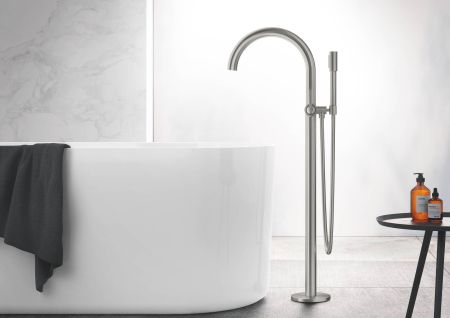 Внешняя часть смесителя для ванны GROHE Atrio New с ручным душем, свободностоящий, суперсталь (32653DC3), артикул 32653DC3