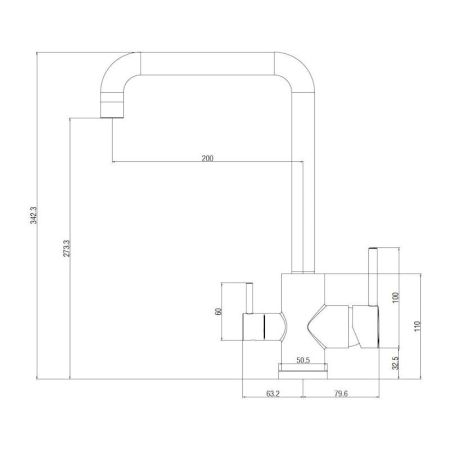 Смеситель для кухни с подключением фильтра Voda Kitchen FW519GM, оружейная сталь, артикул FW519GM