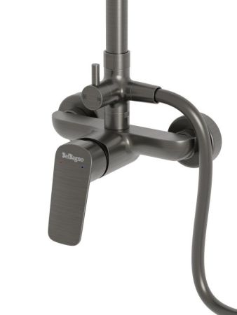 DUE Душевая стойка со смесителем, оружейная сталь DUE-DOCM-GM, артикул DUE-DOCM-GM