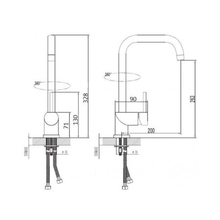Смеситель для кухни Esko Kitchen K5GM, оружейная сталь