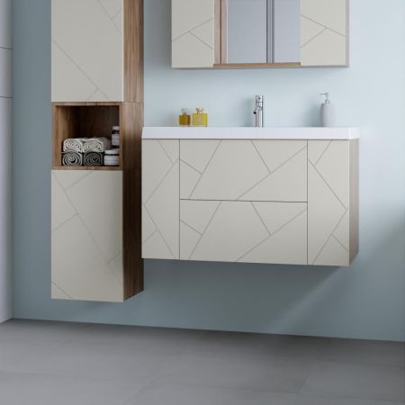 Тумба под раковину подвесная Бриклаер КРИСТАЛЛ латте, 90 см, артикул 4627125416958