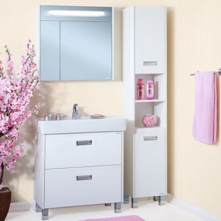 Тумба под раковину Бриклаер Палермо 80 белая высокоглянцевая, артикул 4627125413124