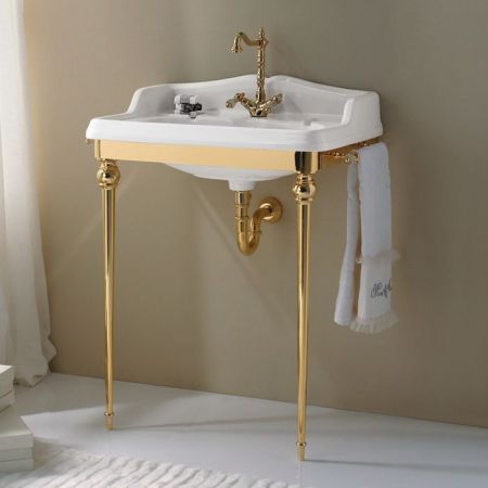 3SC  Консоль Boheme 85х54хh104см, с раковиной LA01, сифоном и полотенцедердателями,цвет: золото 24к. Lucido, артикул BO3070GD