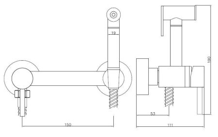 Смеситель скрытого монтажа с гигиеническим душем, артикул: SMH02, ESKO, артикул SMH02