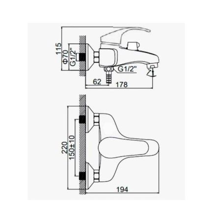 Смеситель для ванны D-Lin D130460-8, хром