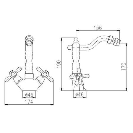 Смеситель для биде Rav Slezak MORAVA MK320.5/9Z, золото, артикул MK320.5/9Z