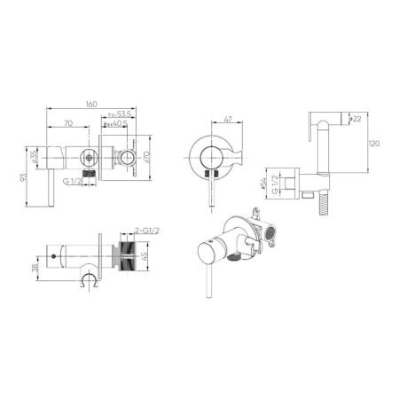 Гигиенический душ со смесителем Bronze de Luxe LIBERTY 701GG, графит, артикул 701GG