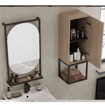 Зеркало АКВАТОН ЛОФТ ФАБРИК 1A242502LTDU0 (90*52) (полка, дуб эндгрейн), шт, артикул 1A242502LTDU0