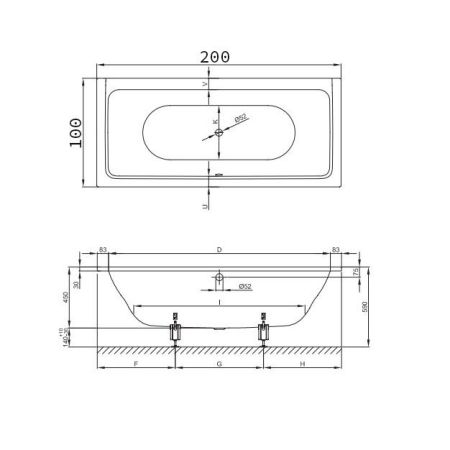 Опора для ванны, Bette, универсальная, комплект-2 штуки, артикул B23-1500