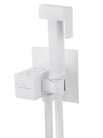 Смеситель с гигиеническим душем и термостатом, встраиваемый WONZON & WOGHAND, Белый матовый (WW-88829910-MW), артикул WW-88829910-MW
