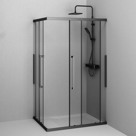W84G-403-12090-BТ Душевое ограждение Func Square Slide 120х90, черный, прозрачное, артикул W84G-403-12090-BТ