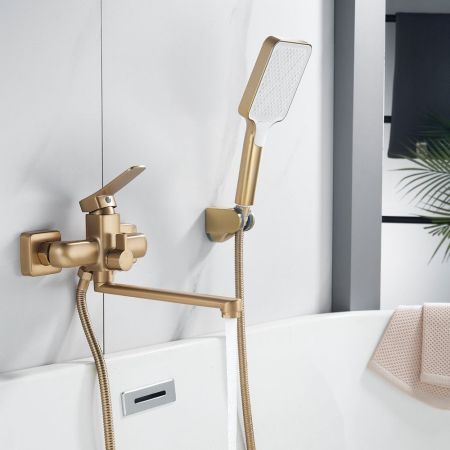 Смеситель для ванны Shevanik S9902G, золотой сатин, артикул S9902G