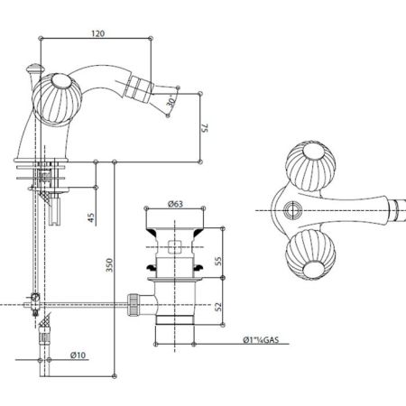 Bongio Rivoli Смеситель для биде на 1отв.,  цвет хром/Cristallo Bianco 00