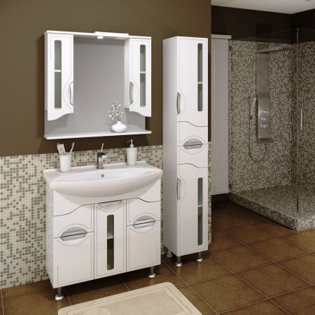 Зеркало со шкафом Runo Толедо 85 4620750024741 с подсветкой Белое