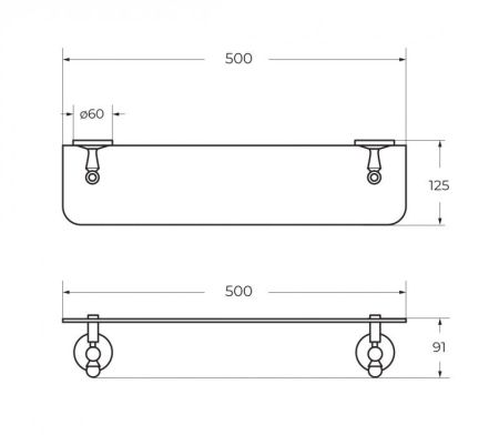 Полка стеклянная подвесная ART&MAX ANTIC AM-2682, артикул AM-E-2682AL