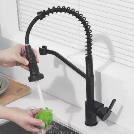 Смеситель для кухни с гибким изливом и режимом душ Haiba HB73826-7, черный