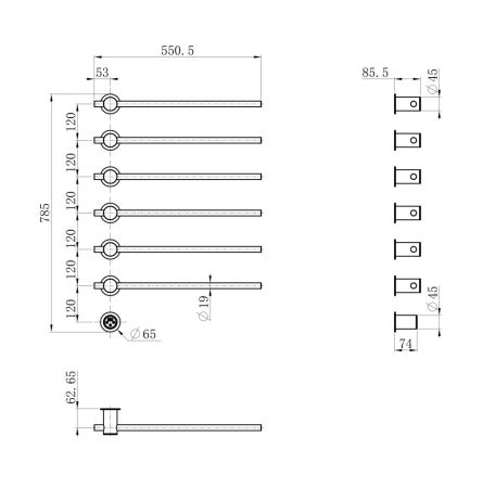 Полотенцесушитель электрический встраиваемый WONZON & WOGHAND BADEN, Брашированный никель (WW-AL366-BR), артикул WW-AL366-BR