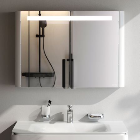 M30MCX1001WG Sensation, зеркало, зеркальный шкаф, 100 см, с подсветкой, белый, глянец, шт, артикул M30MCX1001WG