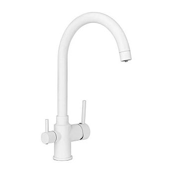 Смеситель для кухни с подключением фильтра для воды Славен СЛ-ОД-Д74, белый