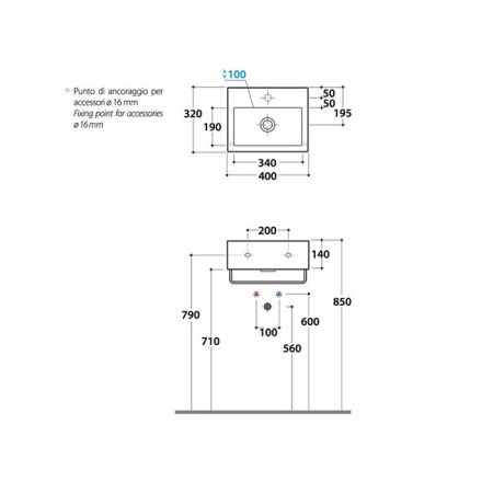 GLOBO Classic Раковина подвесная без отв.под смеситель 40х32хh14,цвет белый
