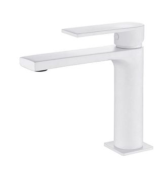 AQG Alpha, однорычажный смеситель для раковины без донного клапана, цвет белый матовый