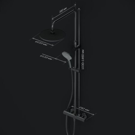 F0780422 Like,душ.система набор:см-ль д/душа термостат,верх.душ d220 мм, ручной душ 120 мм, 3 функци, артикул F0780422